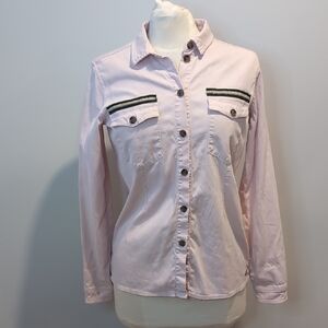 Mos Mosh Pink Button-Up Shirt with Black Accents
